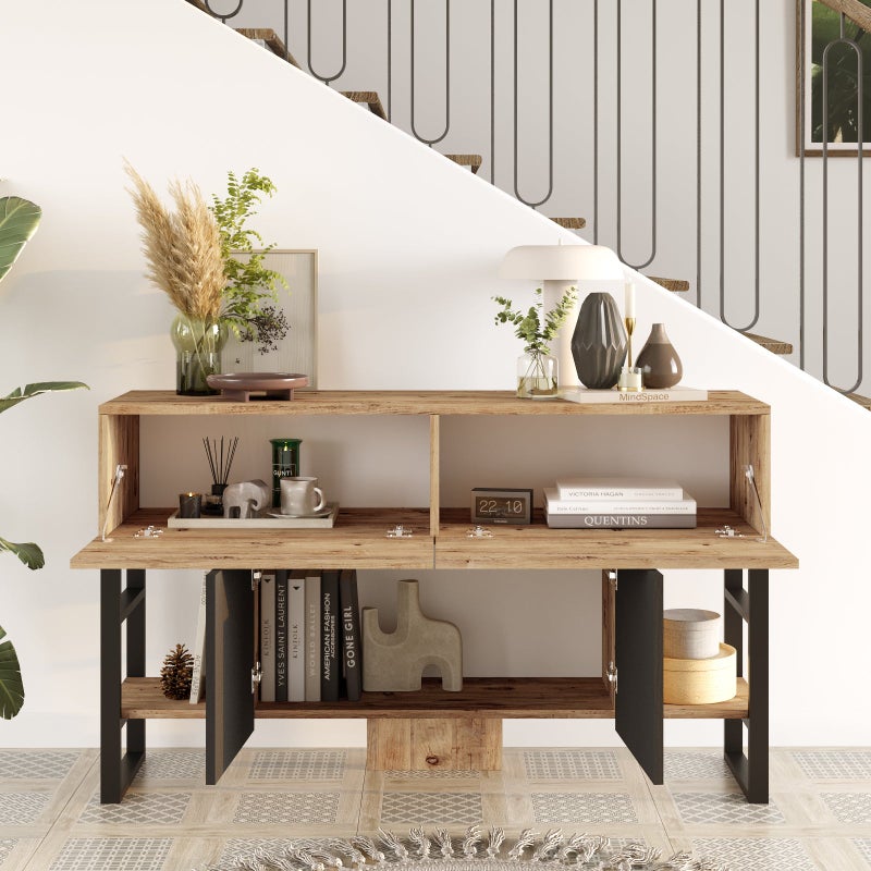 Home Canvas طاولة مدخل هوم كانفاس رويال إنتر واي مع تخزين، صنوبر - Image 3